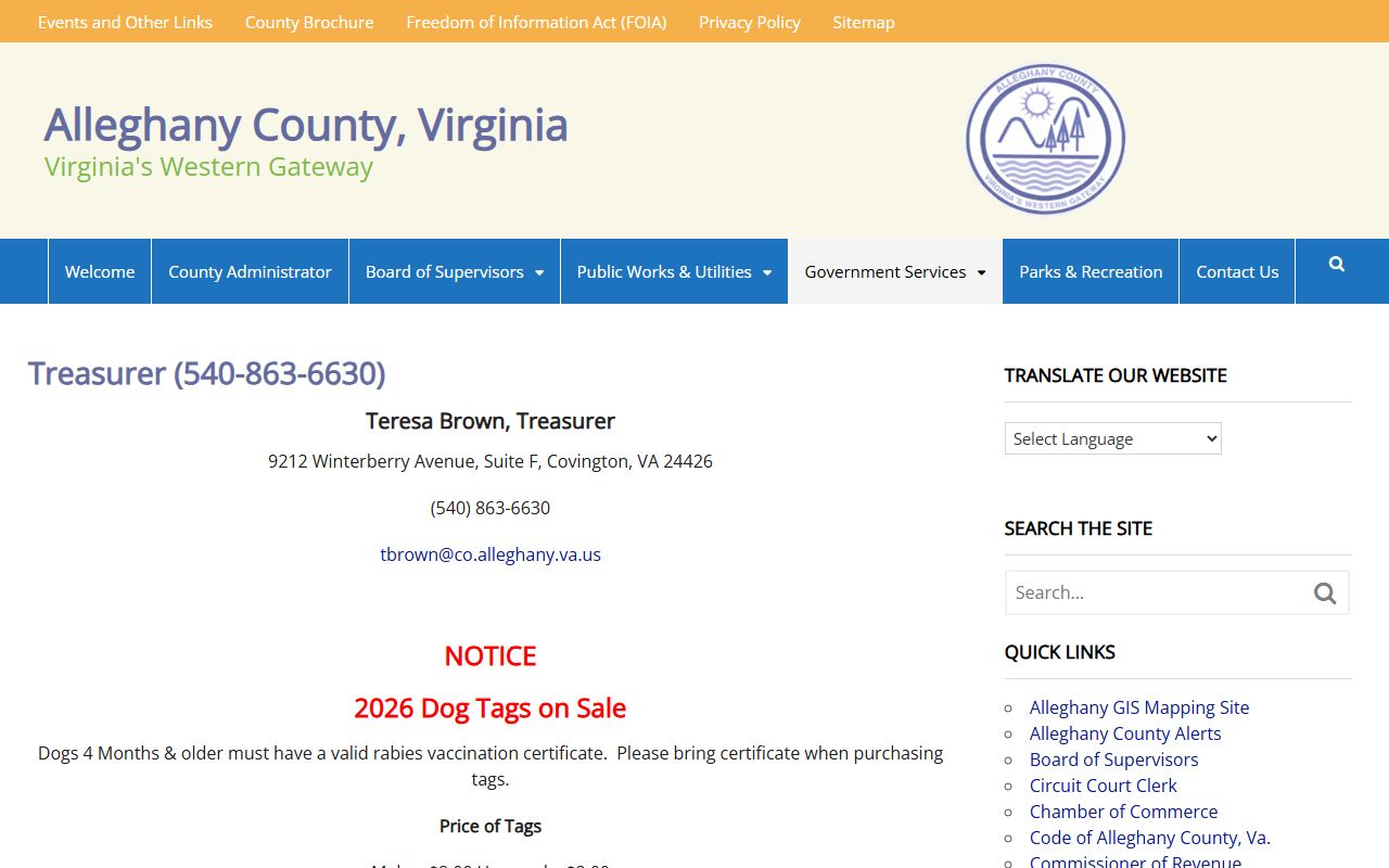Alleghany County public records - Commissioner of the Revenue office
