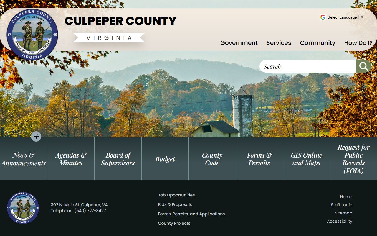 Culpeper County Virginia public records and government website