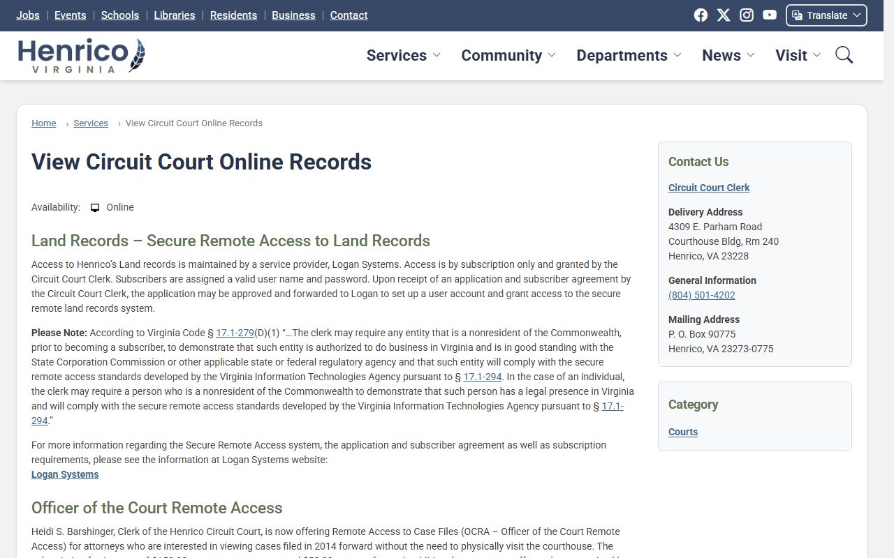 Henrico County circuit court public records search