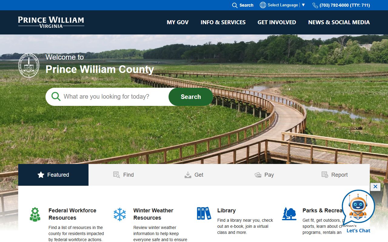 Prince William County public records portal on county website