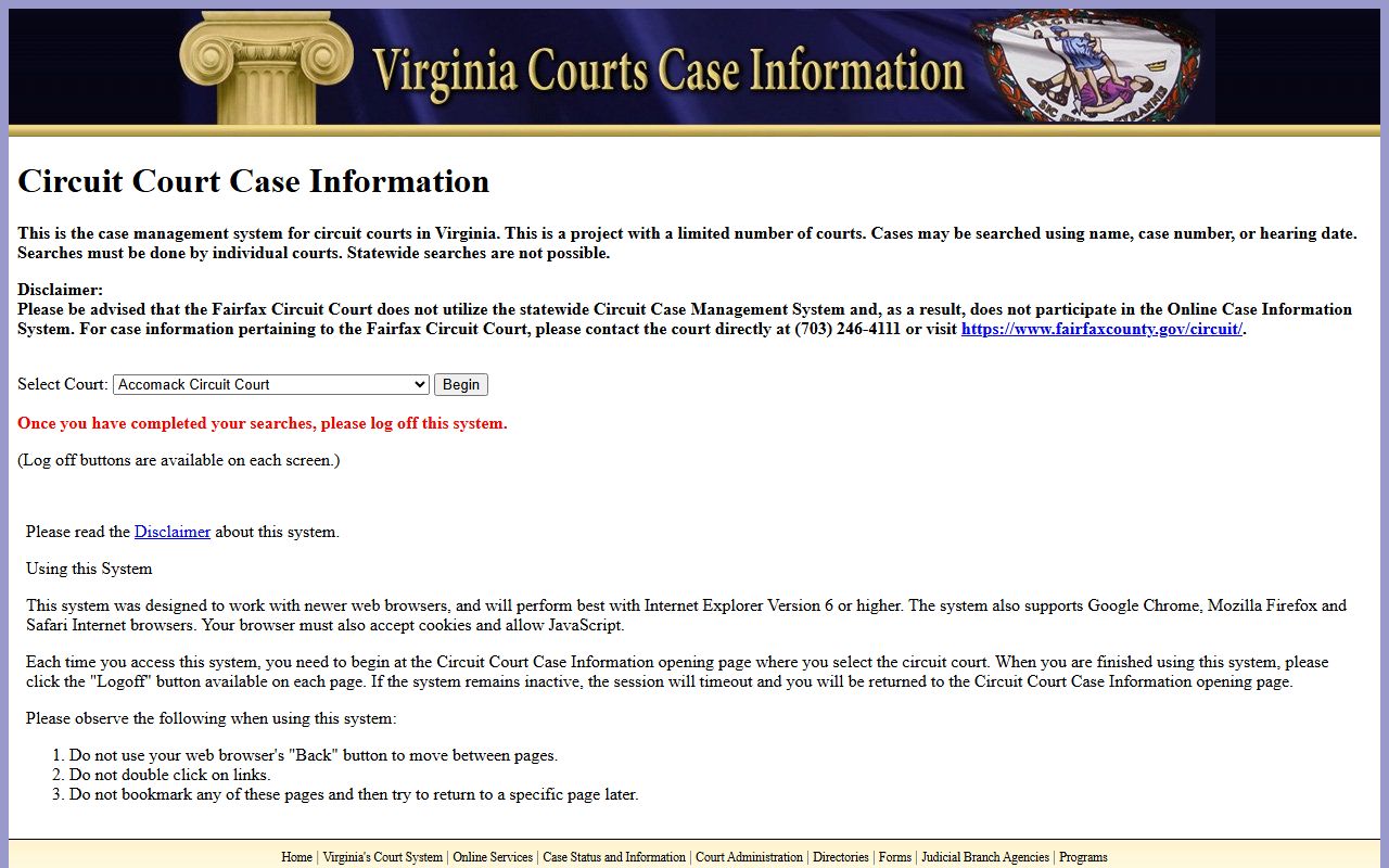 Virginia circuit court online public records search