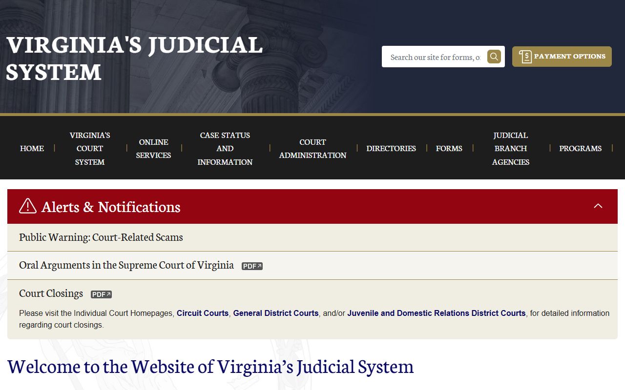 Virginia public records - Virginia Judicial System website